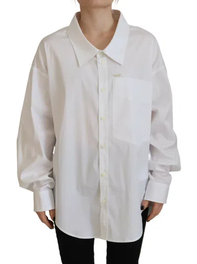 Pre-owned Dsquared2 Dsquared² Cotton Button Down Collared Dress Shirt Women's Top () In White