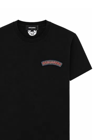 Dsquared2 Dsquared Cotton Crewneck T-shirt With Chest Logo Patch In Black