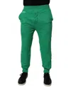 Dsquared2 Green Cotton Elastic Waist Men Casual Pants In Green