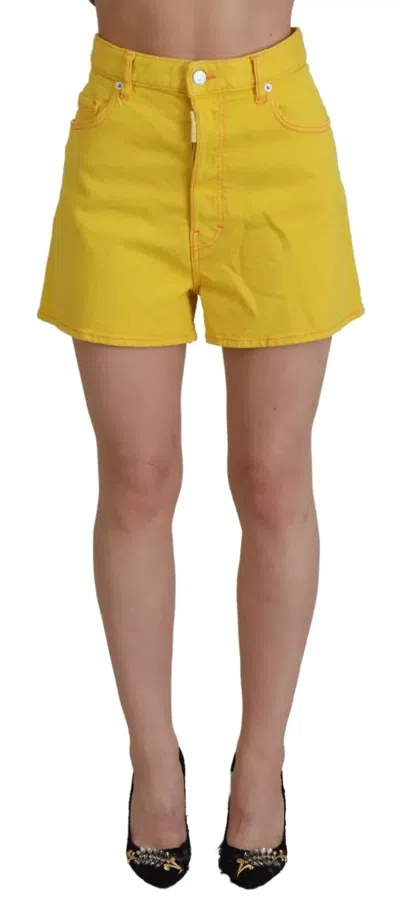 Pre-owned Dsquared2 Dsquared² Cotton High Waist Baggy Women Hotpants Women's Shorts () In Yellow