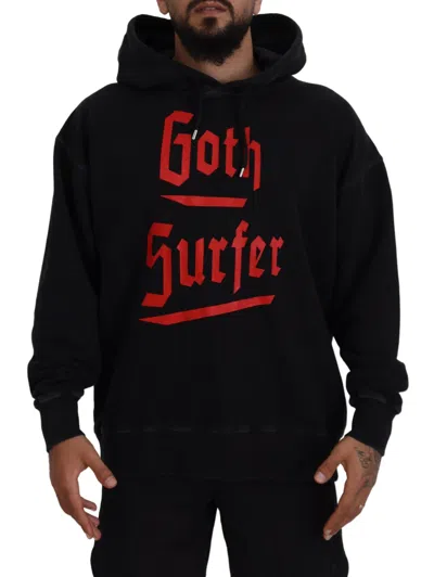 Pre-owned Dsquared2 Dsquared² Cotton Hooded Printed Men Pullover Men's Sweater () In Black