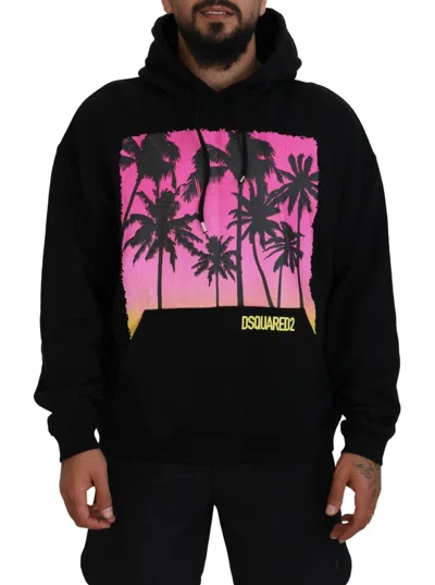 Pre-owned Dsquared2 Dsquared² Cotton Hooded Printed Men Pullover Men's Sweater () In Black