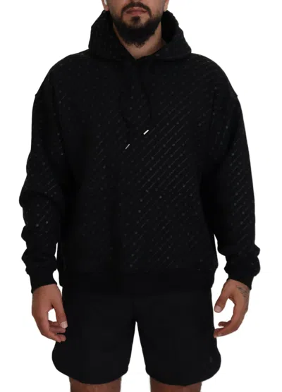 Pre-owned Dsquared2 Dsquared² Cotton Hooded Printed Men Pullover Men's Sweater () In Black