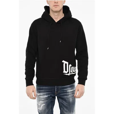 Dsquared2 Dsquared² Cotton Hoodie With Gothic Print Men's Logo In Black