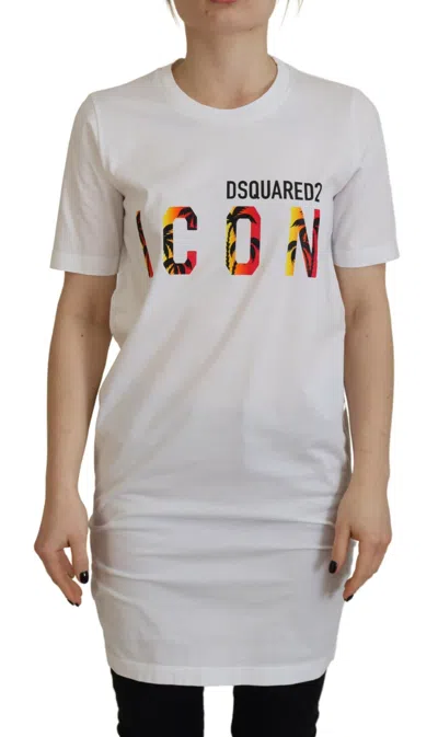 Pre-owned Dsquared2 Dsquared² Cotton Icon Logo Print Crewneck Women's T-shirt () In White