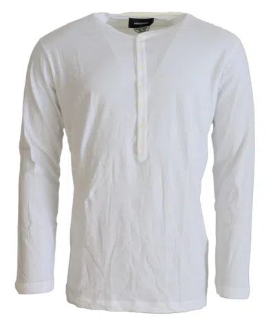 Pre-owned Dsquared2 Dsquared² Cotton Linen Long Sleeves Pullover Men's Sweater () In White