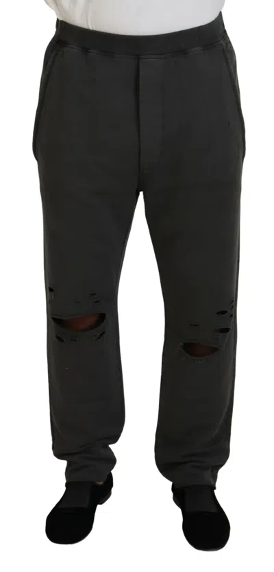 Pre-owned Dsquared2 Dsquared² Cotton Men Casual Tattered Men's Pants () In Grey