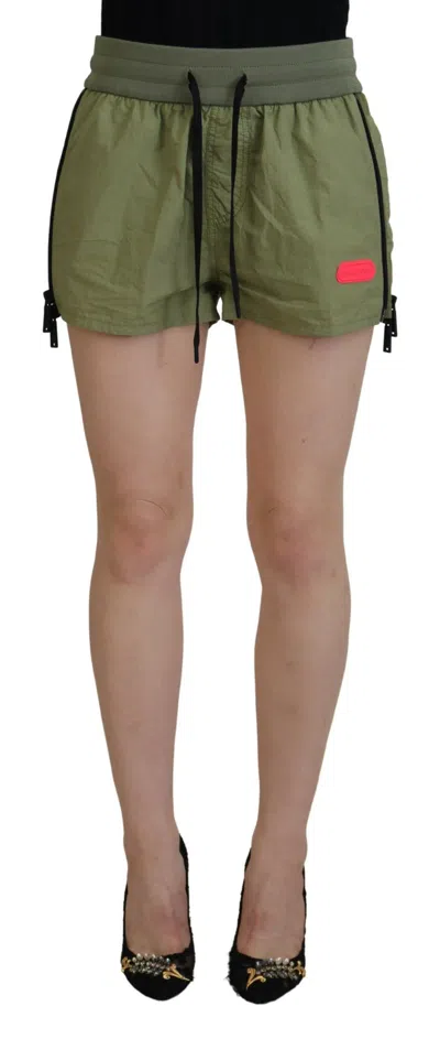 Pre-owned Dsquared2 Dsquared² Cotton Mid Waist Drawstring Tapered Women's Shorts () In Green