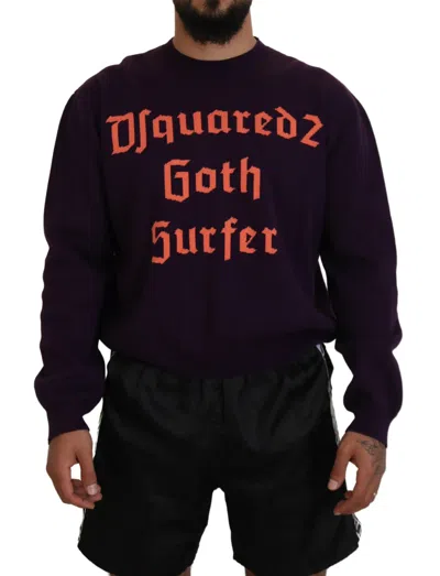 Pre-owned Dsquared2 Dsquared² Cotton Printed Men Pullover Men's Sweater () In Purple