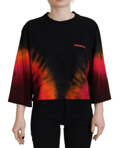 Pre-owned Dsquared2 Dsquared² Cotton Tie Dye Crew Neck Casual Women's Top () In Black