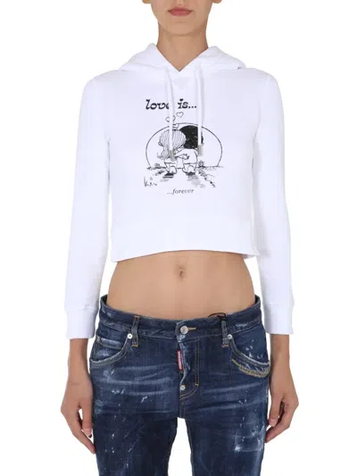 Dsquared2 Dsquared Cropped Sweatshirt In White