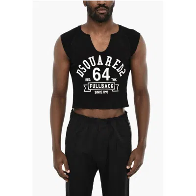 Dsquared2 Cropped T-shirt With Contrasting Logo Print In Black
