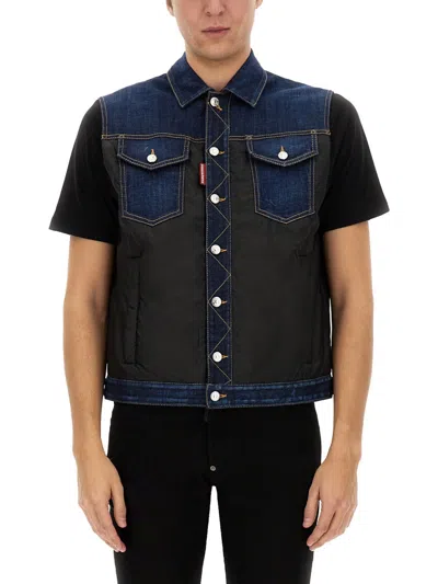 Dsquared2 Dsquared Denim Puffer Vest In Blue