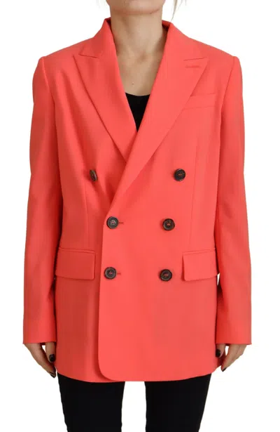 Pre-owned Dsquared2 Dsquared² Double Breasted Coat Blazer Women's Jacket () In Pink