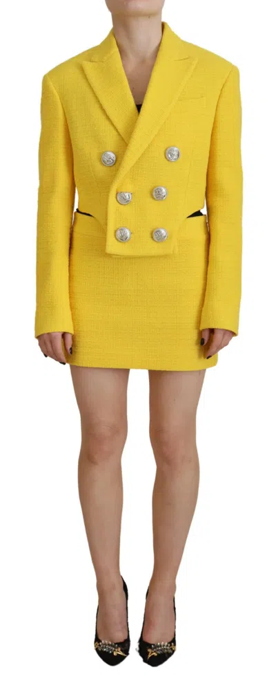 Pre-owned Dsquared2 Dsquared² Double Breasted Mini Suit Blazer Skirt Women's Set () In Yellow
