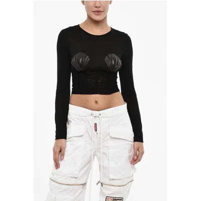 Dsquared2 Draped Cropped Top With Embellished Shells