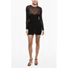 Dsquared2 Draped Mini Dress With Sheels Detail In Black