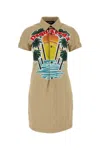 Dsquared2 Dsquared Beige Stretch Cotton Sunset Shirt Dress In Beige O Tan