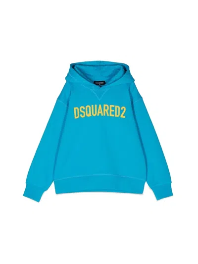 Dsquared2 Dsquared Eco-friendly Logo Hoodie For Kids In Blue