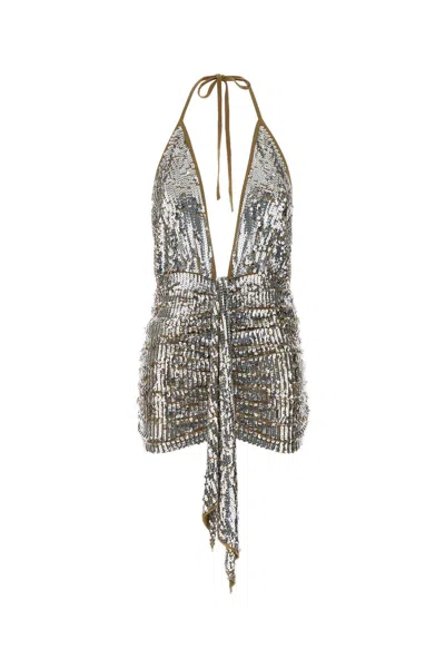 Dsquared2 Dsquared Embellished Wool Mini Dress In Silver