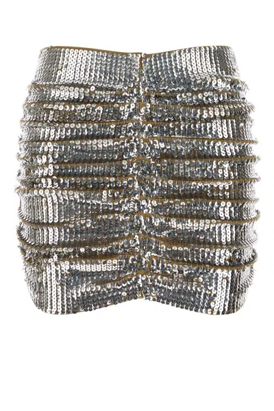 Dsquared2 Dsquared Embellished Wool Mini Skirt For Women In Silver