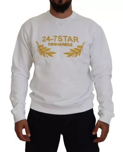 Pre-owned Dsquared2 Dsquared² Embroidered Crewneck Sweatshirt Men's Sweater () In White
