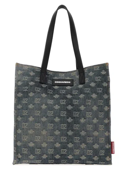 Dsquared2 Dsquared Embroidered Denim D2 Shopping Bag In Printed