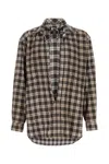 Dsquared2 D2 X Magliano Brown Shirt With Tie Detail On The Front And All-over Check Motif In Cotton Man In Multi
