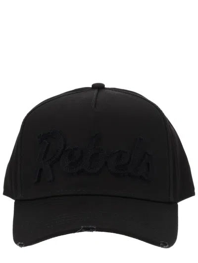 Dsquared2 Rebels Structured Cotton Embroidered Cap In Purple