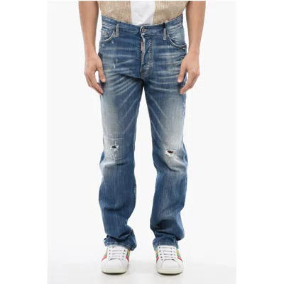 Dsquared2 Dsquared² Embroidered Roadie Slim Fit Jeans With Distressed Men's Effect