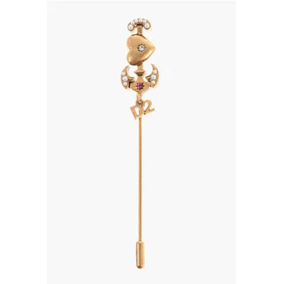Dsquared2 Dsquared² En Effect Metal Pin Embellished With Rhinestones And Women's Bea
