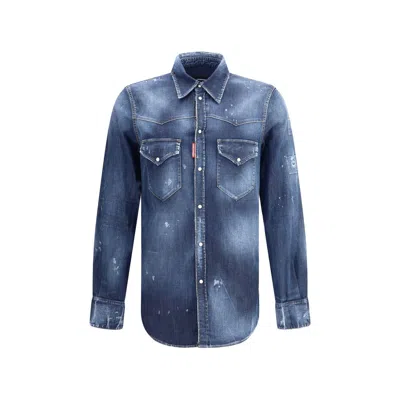 Dsquared2 Dsquared² Fashion Western Men's Shirt In Blue