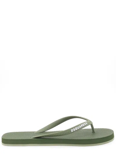 Dsquared2 Dsquared Flip Flop Slipper With Logo For Men In Green
