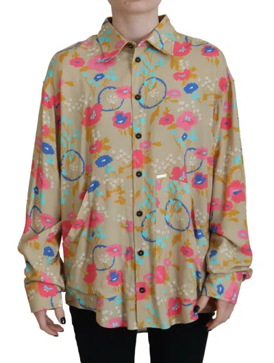 Pre-owned Dsquared2 Dsquared² Floral Collared Button Down Long Sleeves Women's Shirt () In Multi