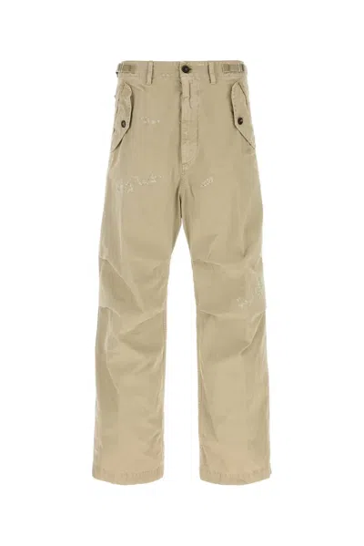 Dsquared2 Dsquared Garment Dyed Utility Wide Pant In Beige