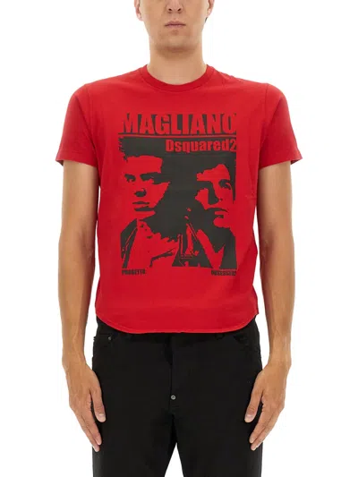 Dsquared2 Dsquared Graphic Print T-shirt For Men In Red