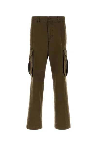 DSQUARED2 DSQUARED OLIVE GREEN STRETCH COTTON LOOSE CARGO PANT