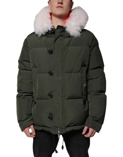 Dsquared2 Dsquared² Green Hooded Long Sleeves Fur Shearling Men's Jacket