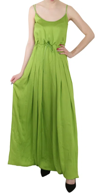 Pre-owned Dsquared2 Dsquared² Green Spaghetti Strap Long A-line Pleated Women's Dress ()