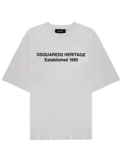 Dsquared2 Heritage Cotton Bold Text Loose T-shirt In White
