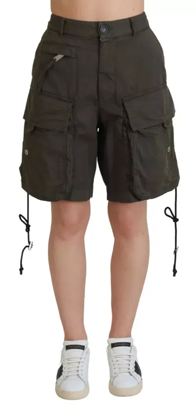 Pre-owned Dsquared2 Dsquared² High Waist Cargo Bermuda Women Women's Shorts () In Green