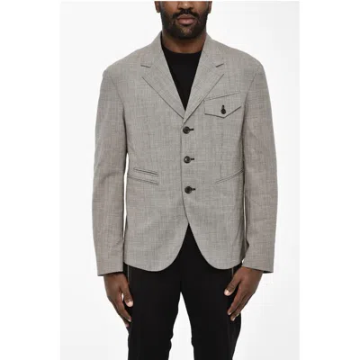 Dsquared2 Houndstooth Virgin Wool Side Vents 3-button Blazer
