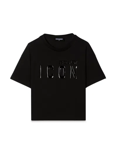 Dsquared2 Dsquared Iconic Cotton T-shirt For Girls In Black