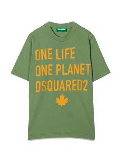 Dsquared2 Dsquared Kids Graphic Cotton T-shirt In Green