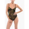 Dsquared2 Lace Bodysuit With All-over Embroideries In Brown