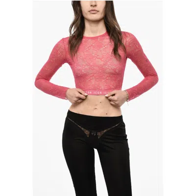 Dsquared2 Dsquared² Lace Cropped Top With Logoed Women's Band