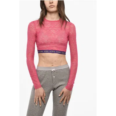 Dsquared2 Dsquared² Lace Cropped Top With Logoed Women's Band