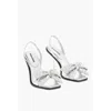 Dsquared2 Leather Holiday Party Sandals With Maxi Rhinestoned Statemen In Silver