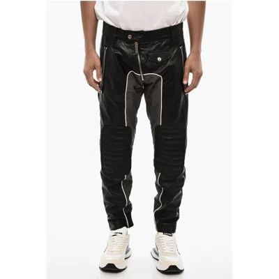 Dsquared2 Leather Pants With Nylon Details In Black