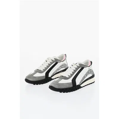 Dsquared2 Dsquared² Legend Suede And Leather Sneakers With Glittered Women's Detail